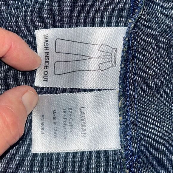 Awesome Vintage Lawman Western Shirt Women's Large Denim Embroidered Snap Button - Picture 13 of 13